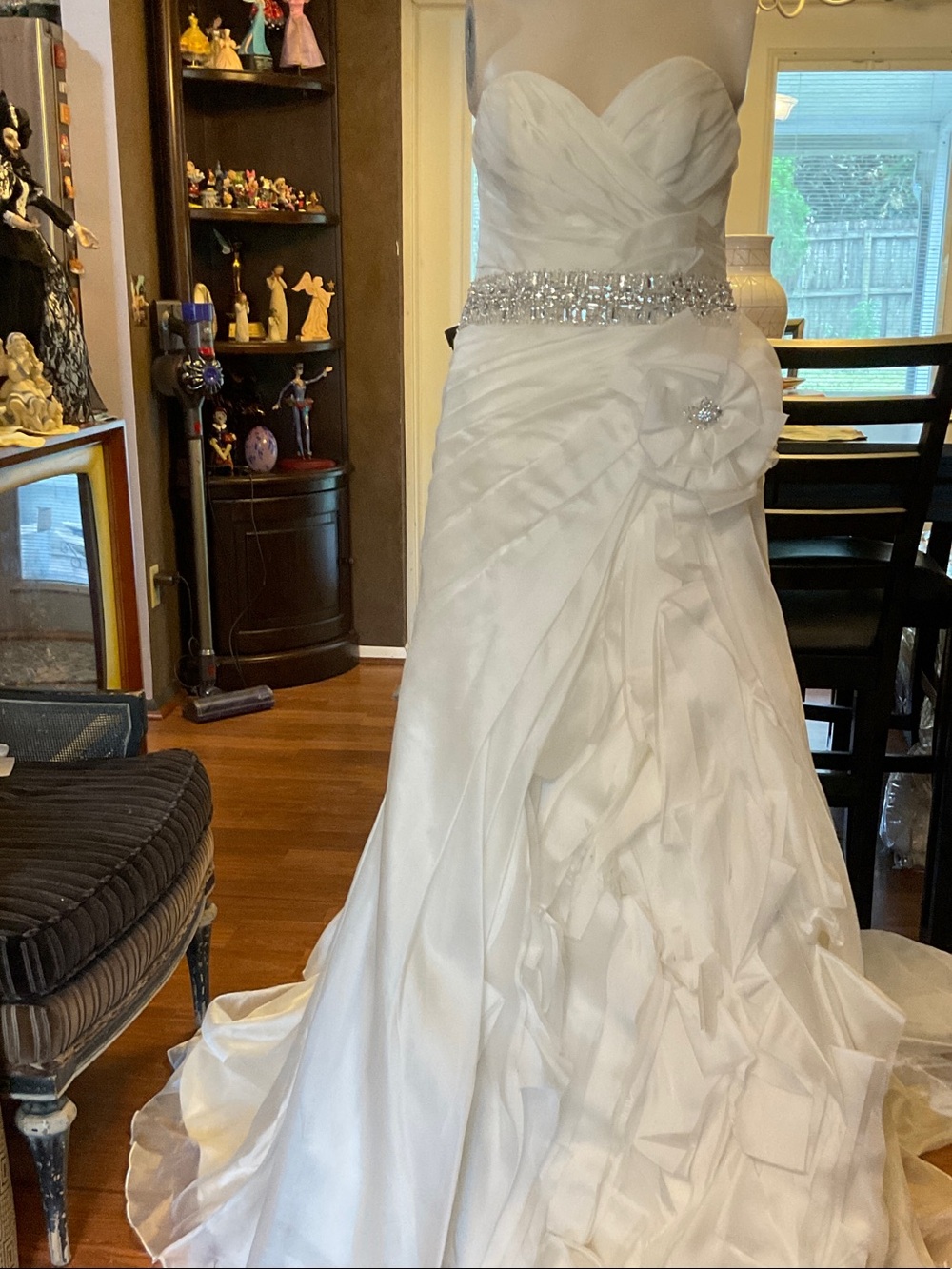 White Strapless Bridal Gown with Crystal Waist Detail
